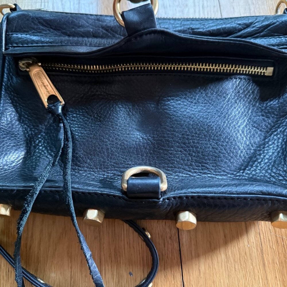 Rebecca Minkoff Mini MAC Purse Black Pebbled Leather Tassel Stud and Chain - Picture 16 of 16